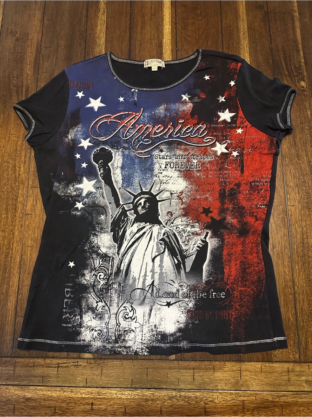 America Graphic Statue of Liberty Short Sleeve Tee - Black/Red/Blue